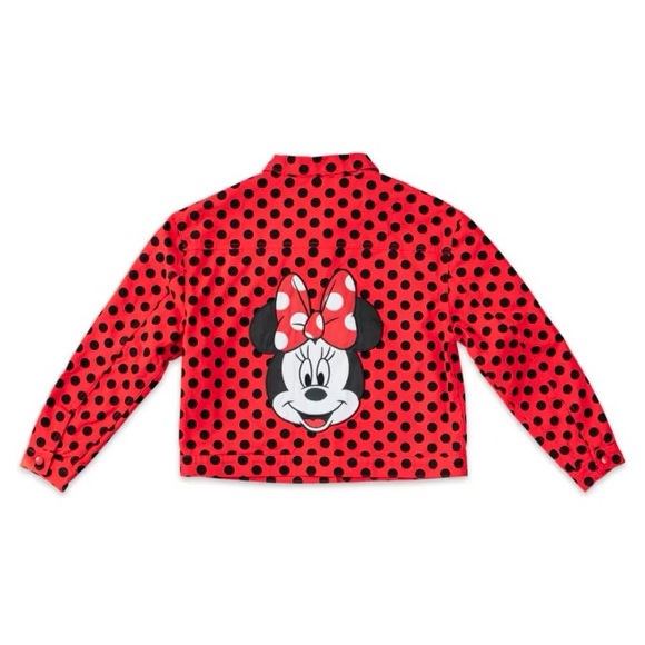 Disney Parks Jacket Red Black Minnie Mouse Polka Dot Jean Denim Sz 1X - Picture 3 of 5